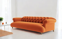 Load image into Gallery viewer, Puffy Chesterfield Grand Sofa in Brunt Orange Velvet