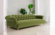 Load image into Gallery viewer, Puffy Chesterfield Grand Sofa in Fern Green Velvet