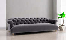 Load image into Gallery viewer, Puffy Chesterfield Grand Sofa in Granite Grey Velvet