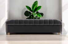 Load image into Gallery viewer, Puffy Chesterfield Grand Sofa in Granite Grey Velvet