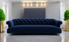 Load image into Gallery viewer, Puffy Chesterfield Grand Sofa in Navy Blue Velvet