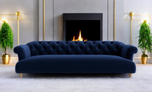 Load image into Gallery viewer, Puffy Chesterfield Grand Sofa in Navy Blue Velvet