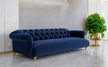 Load image into Gallery viewer, Puffy Chesterfield Grand Sofa in Navy Blue Velvet