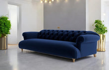Load image into Gallery viewer, Puffy Chesterfield Grand Sofa in Navy Blue Velvet
