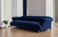 Load image into Gallery viewer, Puffy Chesterfield Grand Sofa in Navy Blue Velvet