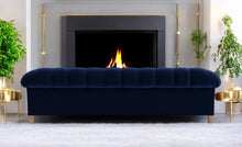 Load image into Gallery viewer, Puffy Chesterfield Grand Sofa in Navy Blue Velvet