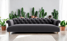Load image into Gallery viewer, Puffy Chesterfield Grand Sofa in Granite Grey Velvet