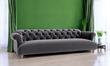Load image into Gallery viewer, Puffy Chesterfield Grand Sofa in Granite Grey Velvet
