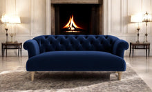 Load image into Gallery viewer, Puffy Chesterfield Medium Sofa in Navy Blue Velvet