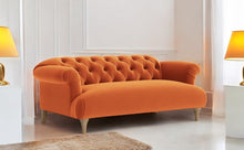 Load image into Gallery viewer, Puffy Chesterfield Medium Sofa in Brunt Orange Velvet