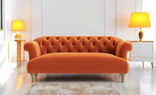 Load image into Gallery viewer, Puffy Chesterfield Medium Sofa in Brunt Orange Velvet