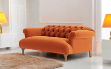 Load image into Gallery viewer, Puffy Chesterfield Medium Sofa in Brunt Orange Velvet