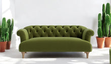 Load image into Gallery viewer, Puffy Chesterfield Medium Sofa in Fern Green Velvet