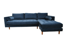 Load image into Gallery viewer, Scott 4 Seater RHF Chaise End Corner Sofa, Navy Cotton Velvet FREE π DELIVERY