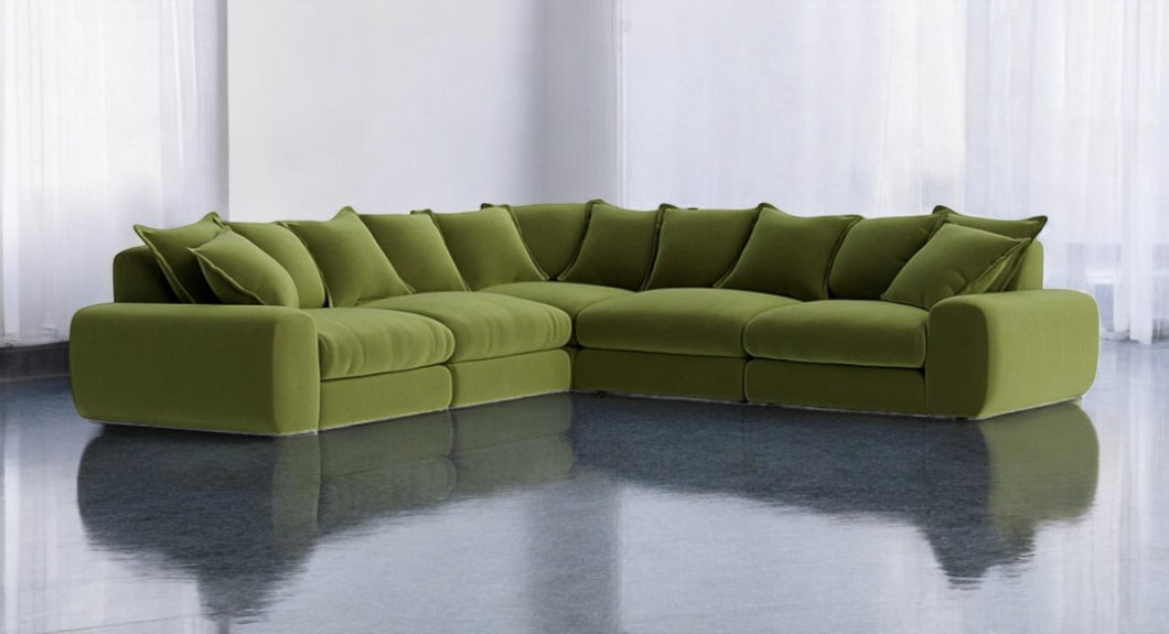 Monari Modular Large Corner Sofa in Fern Green Velvet
