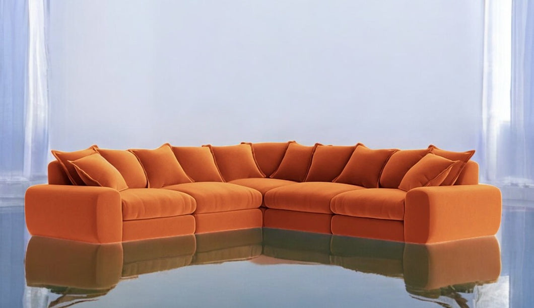 Monari Modular Large Corner Sofa in Brunt Orange Velvet