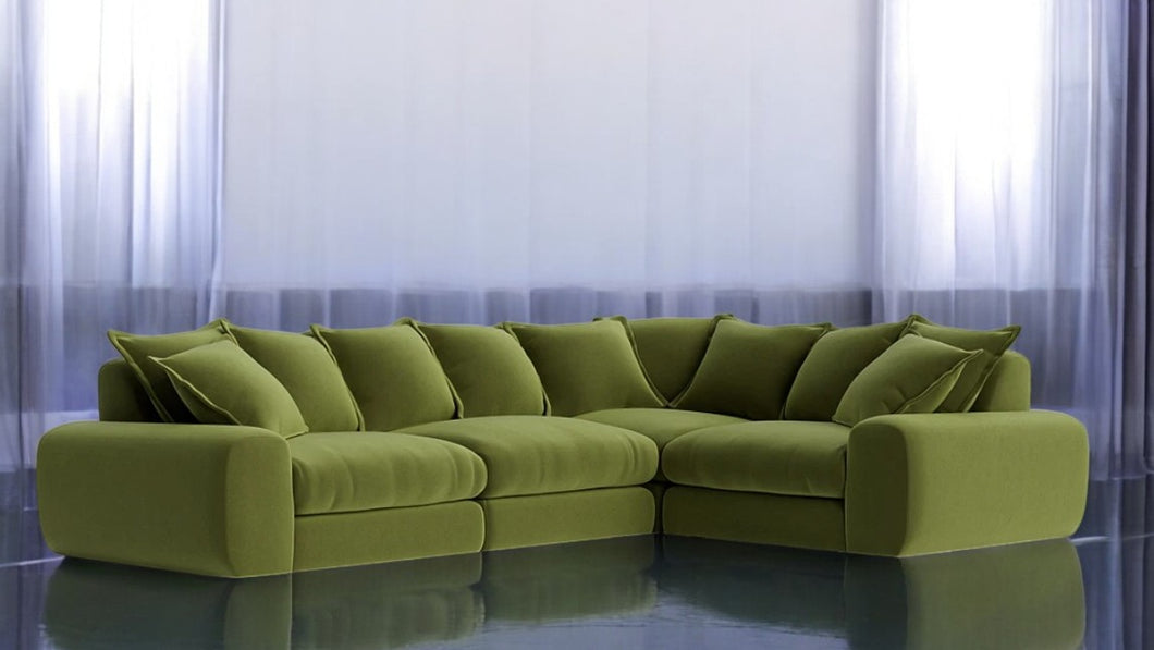Monari Modular RHF Corner Sofa in Fern Green Velvet