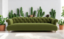 Load image into Gallery viewer, Puffy Chesterfield Grand Sofa in Fern Green Velvet
