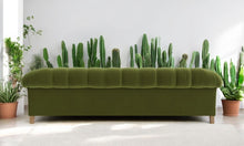 Load image into Gallery viewer, Puffy Chesterfield Grand Sofa in Fern Green Velvet
