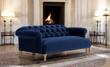 Load image into Gallery viewer, Puffy Chesterfield Medium Sofa in Navy Blue Velvet
