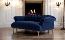 Load image into Gallery viewer, Puffy Chesterfield Medium Sofa in Navy Blue Velvet
