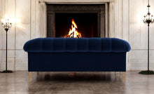 Load image into Gallery viewer, Puffy Chesterfield Medium Sofa in Navy Blue Velvet
