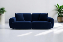 Load image into Gallery viewer, Loft Two Seater Sofa in Navy Blue Velvet
