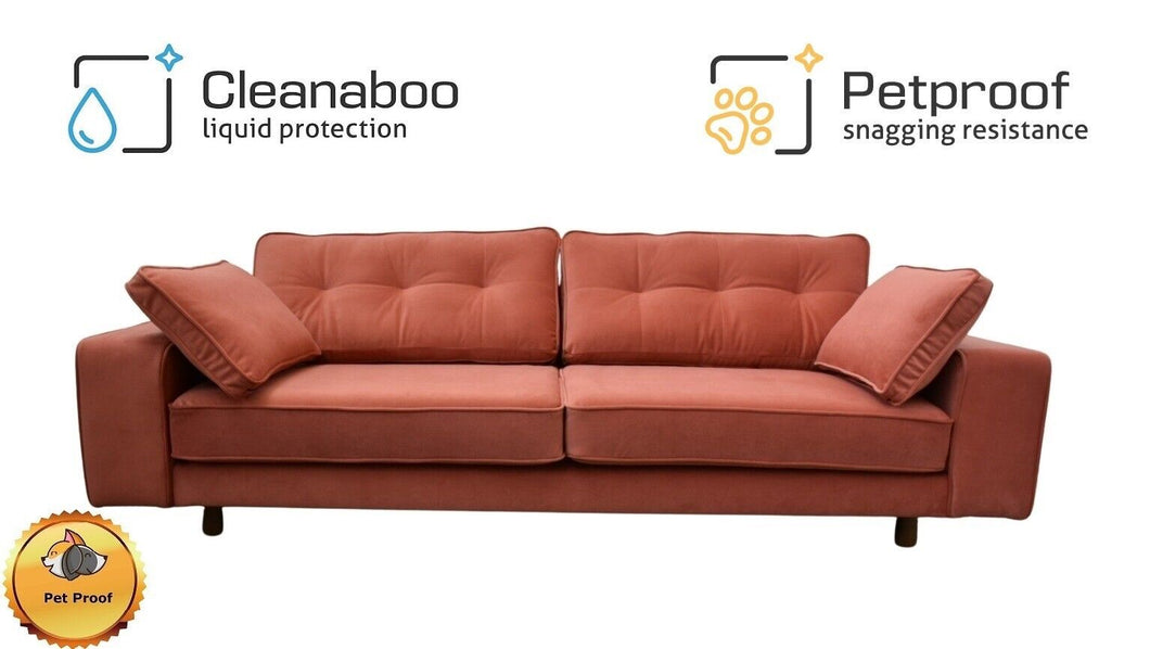BIG💥SALE Tobias Three Seater Sofa in Orange Velvet RRP £999 -40% OFF💥NOW £599